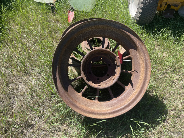 (2) John Deere spoked rear wheels